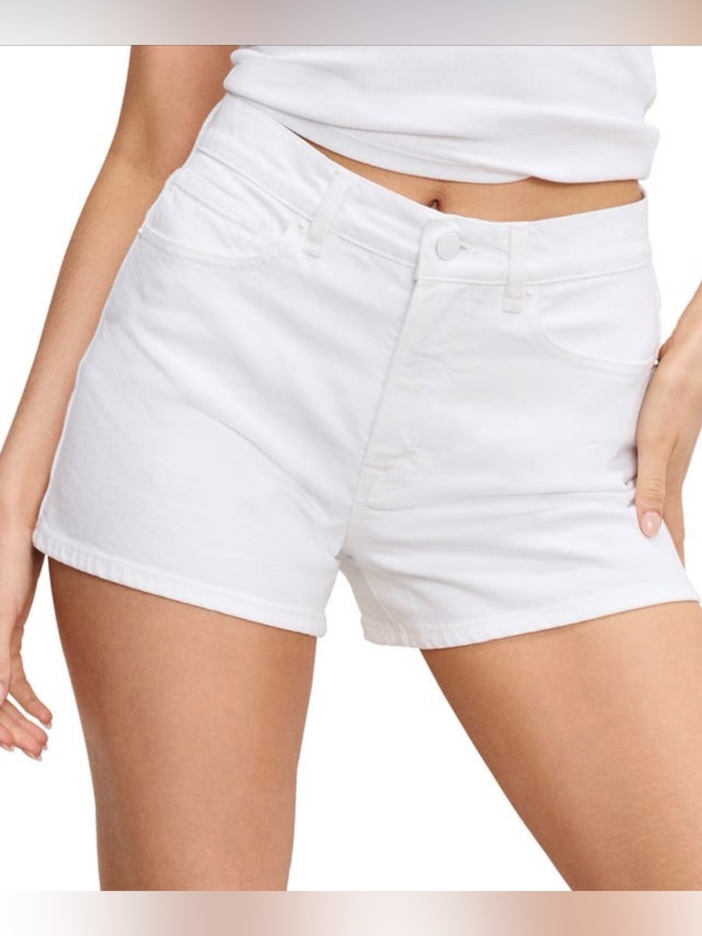 Good American White High-Rise Denim Shorts size 14 nwt